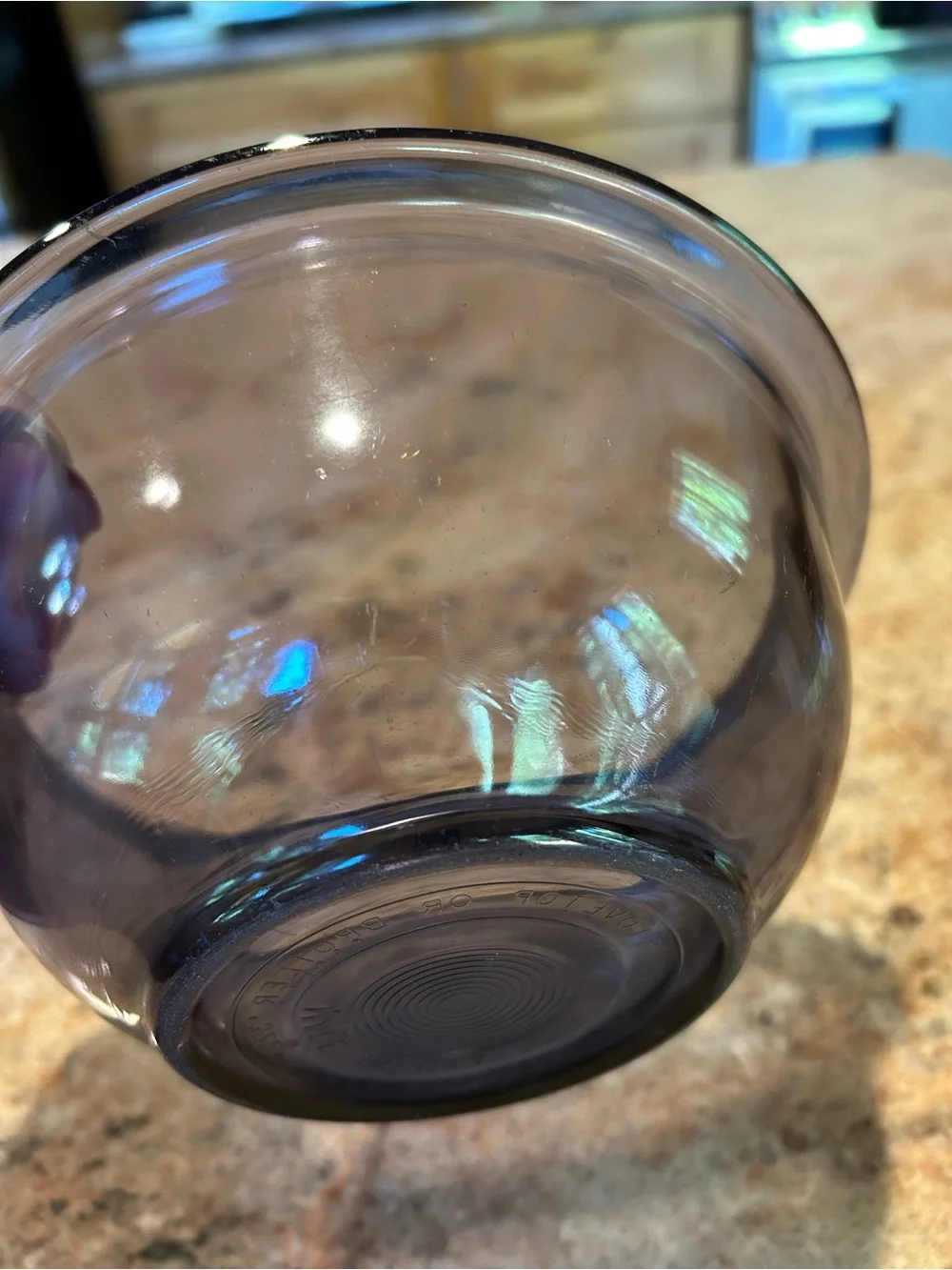 Pyrex Violet Purple #322 Glass Mixing Bowl w/Rim 7”W holds 1Qt (1L on bottom)
